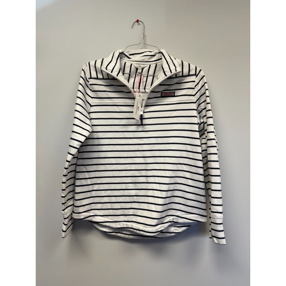 Vineyard Vines Shep Shirt Americana Striped 1/4 Zip Pullover Womens S NWT Navy
